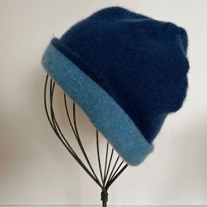 Portalano Reversible Cashmere Hat Light Blue Medium Blue